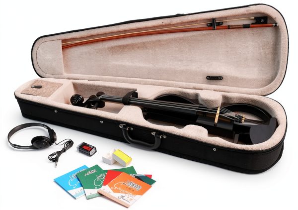 Vangoa Electric Violin 4/4 Student Model Black Solid Maple Body-6
