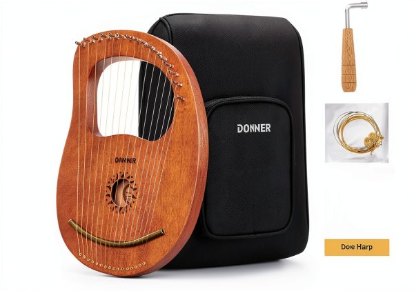 Donner 16-String Mahogany Lyre Harp DLH-003 Musical Instrument-0